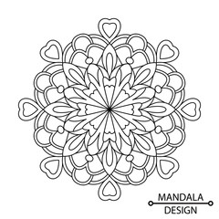 Doodle zen tangle design rounded mandala coloring book page