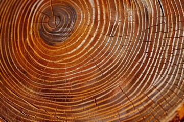 Naklejka premium Close-up view of timber tree rings, generative ai