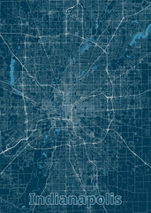 Indianapolis, Indiana, United States artistic blueprint map poster