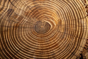 Naklejka premium Close-up view of timber tree rings, generative ai