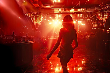 Sexy dancer in a nightclub or strip bar. Young sexy girl in strip club luring visitors to the lap dance. striptease