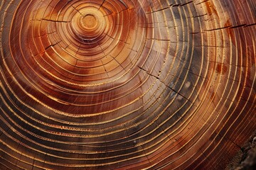 Close-up view of timber tree rings, generative ai