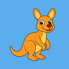 Fun kangaroo vector illustration in cartoon, clipart, and line art style. 
