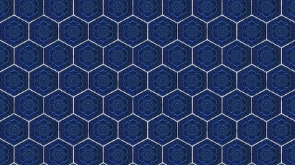 Fototapeta premium Blue Geometric Hexagon Pattern Background