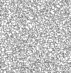 Black and white abstract hand-drawn doodles .Seamless pattern.