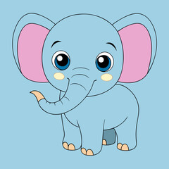 Cartoon elephant vector art illustration. Perfect for children's books, nursery décor, and cute designs.