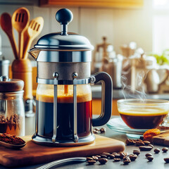 Cup of coffeee and coffeepot