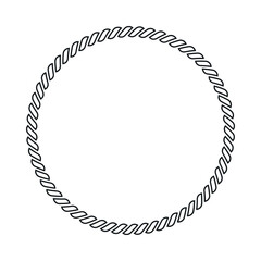 Round twisted rope frame minimalist black textile marine loop line vector illustration