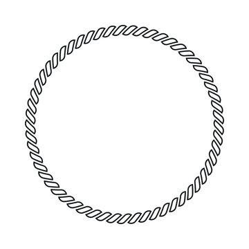 Round twisted rope frame minimalist black textile marine loop line vector illustration