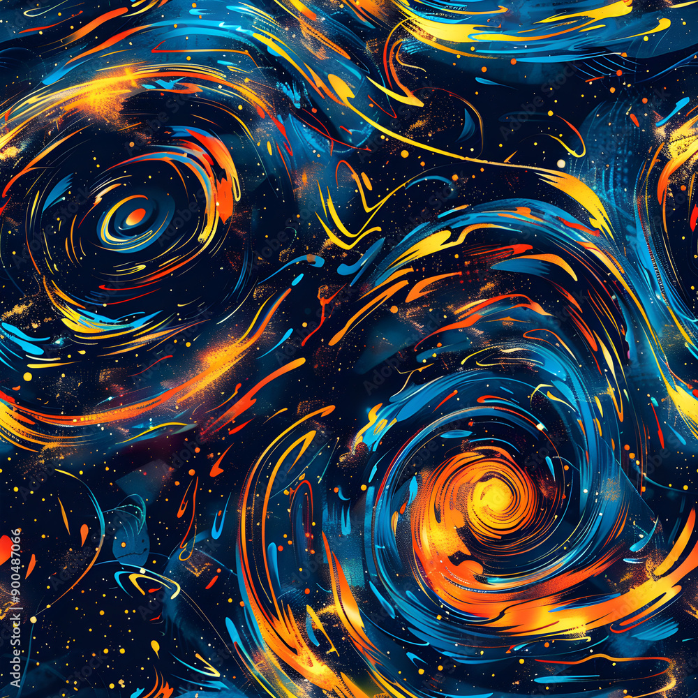 Poster abstract swirling pattern creating colorful cosmic scene
