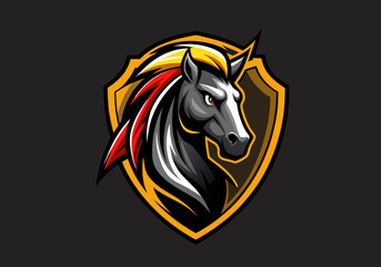 animal, black, defense, design, elegance, elegant, face, graphic, guard, head, horse, horse logo, icon, illustration, logo, luxurious, luxury, mascot, protect, secure, security, shield, stallion,