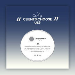Fototapeta premium Customer feedback testimonial social media post design or client review social media post design template