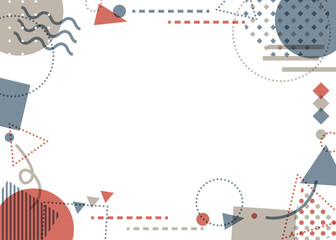 幾何学図形とパターンの抽象的な背景フレーム、ポップなテンプレートデザイン