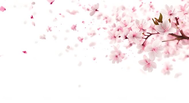 sakura flowers with petal on white background