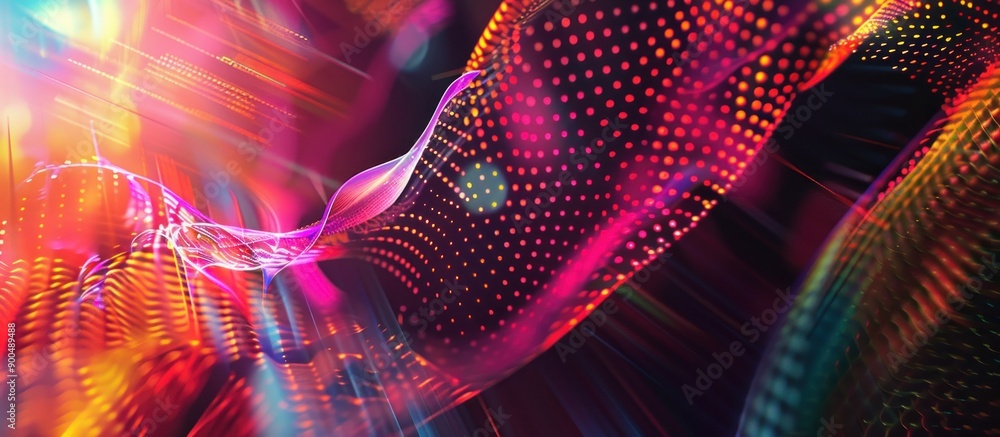 Poster abstract digital artwork with vivid colors and dynamic patterns