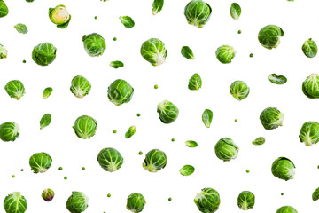 Fun arrangement of Brussels sprouts. Isolated illustration on white background.