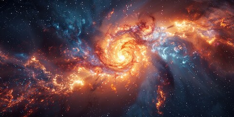 Fototapeta premium Cosmic Firestorm: Swirling Galaxies in the Depths of Space