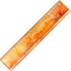Watercolor Ruler, back to school object, vector illustration, isolated on white background.