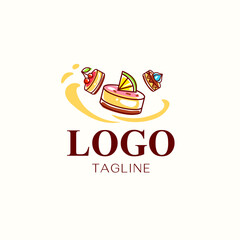 Cheesecake logo in vector, flat style.