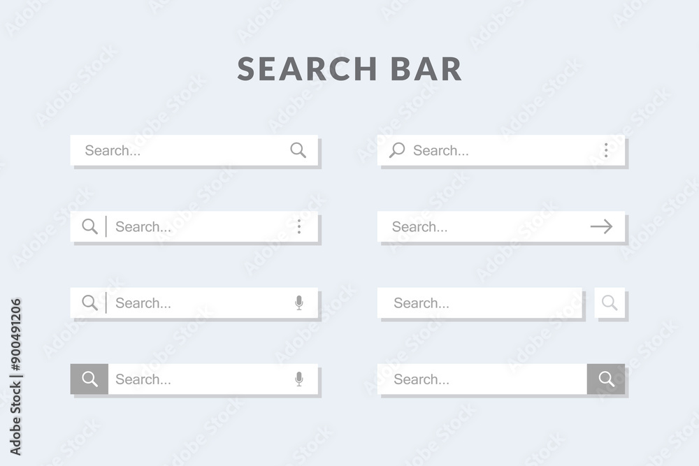 Poster set of search bar vector concept elements for web design, app, software, and interface design. searc