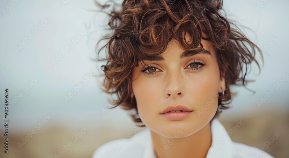 Canvas Prints Woman With Curly Hair Looking at Camera