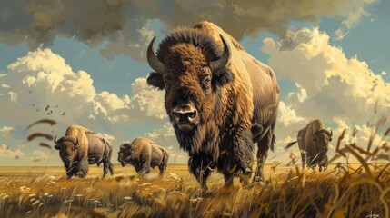 Iconic bison embodying the essence of the great plains and the historic old west frontier