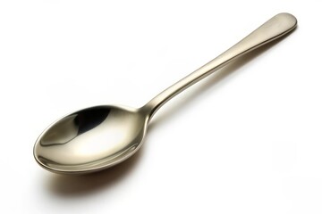 Shiny Silver Spoon Isolated on White Background.