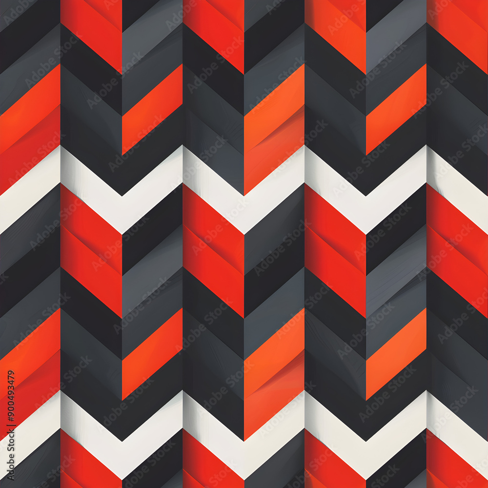 Poster modern seamless chevron pattern repeating red white black design