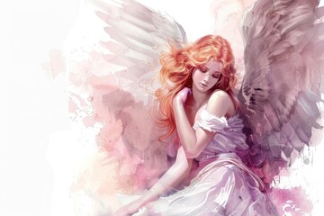 A portrait of a woman with beautiful angel wings