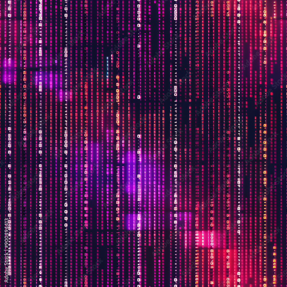 Poster digital rain falling forming a pattern of binary code
