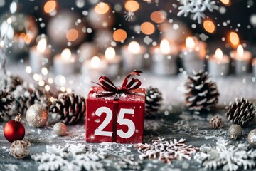 Christmas Gift Box With Number 25