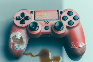 A well-loved game controller, its familiar buttons hinting at countless hours of virtual adventures. The faded plastic and worn thumbsticks tell a story of epic victories and thrilling defeats, all ba