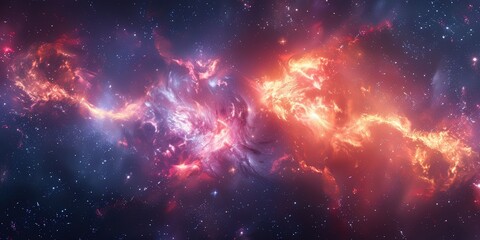 Fototapeta premium Cosmic Inferno: A Fiery Celestial Dance in the Cosmos