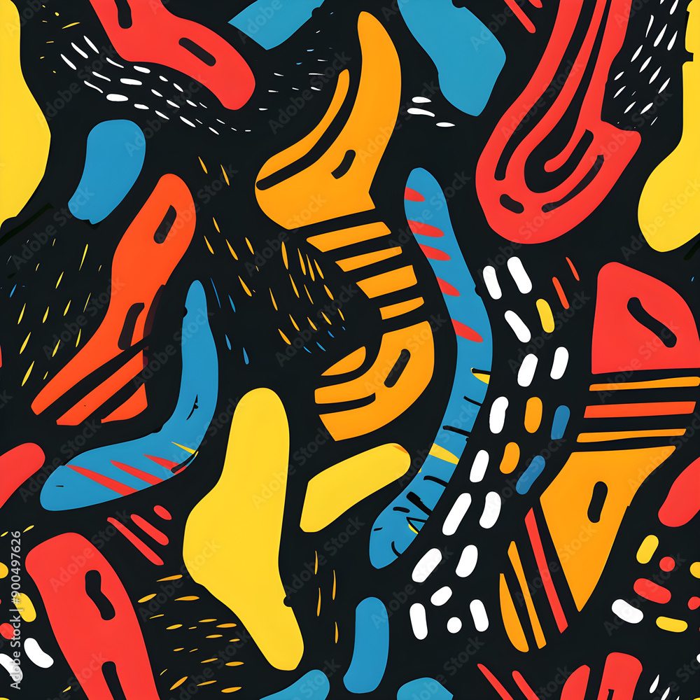 Poster abstract colorful seamless pattern repeating design with organic shapes