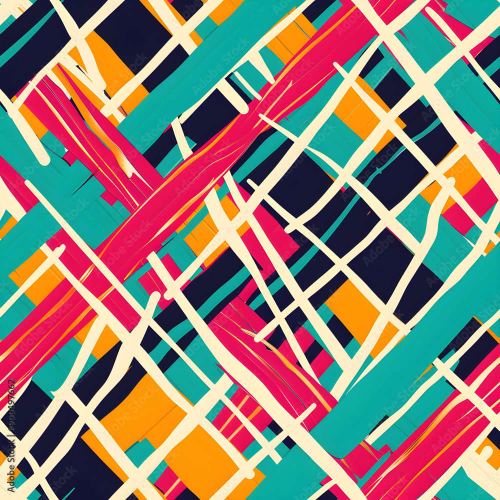 Poster colorful abstract pattern with intertwined brushstrokes and lines