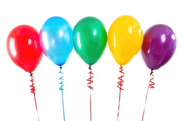 Colorful Helium Balloons Cluster with White Background for Celebrations and Parties