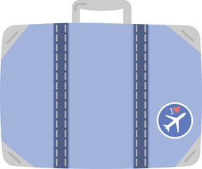 Vector design of a vintage retro suitcase with round sticker with airplane