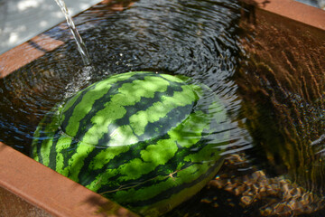 日本の夏　井戸で冷やし中のスイカ