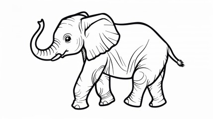 Fototapeta premium Line Drawing of a Baby Elephant