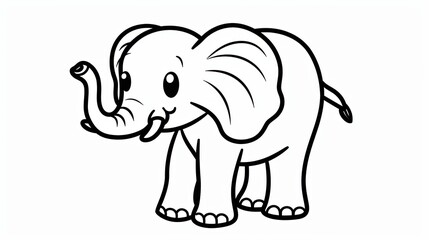 Fototapeta premium Cute Cartoon Elephant with Big Eyes and Trunk