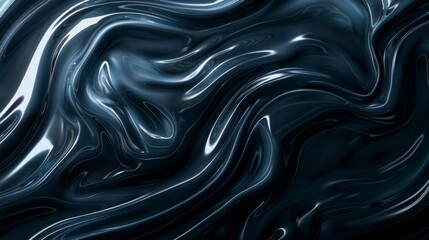 Obraz premium Modern liquid texture with dark blue waves. Imitation of sea water at night.