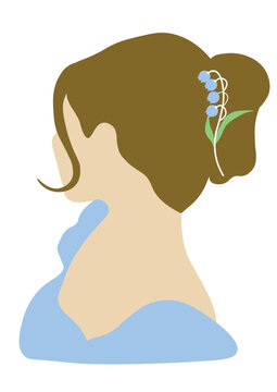 recommend clip art: Cute young fashionable girl with flower hairclip portrait