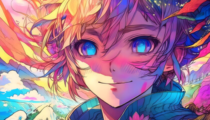 Naklejka premium Colorful, The around the world wonders and beauty in your eyes, Generative AI.