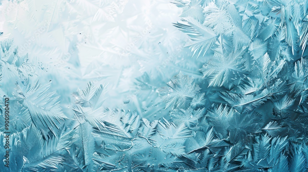 Poster intricate frost patterns on a windowpane