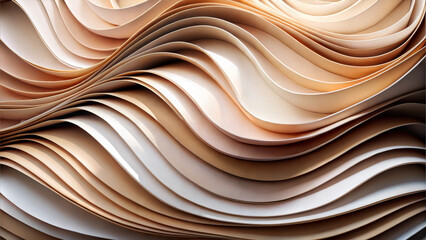 Obraz premium Abstract paper cut background, layered paper shapes in nude colors, artistic and whimsical 