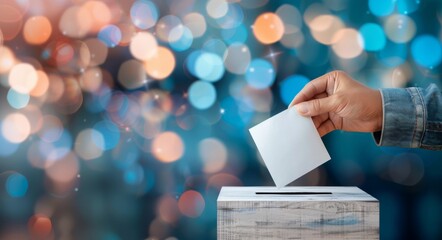Person Casting Vote Into Ballot Box