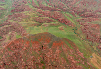 Red fairy chimneys shaped like formations that are millions of years old, Erzurum, Land of Red Fairies