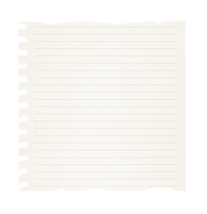 Ripped lined notepad paper isolated on transparent background