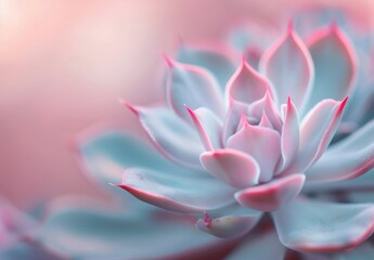 Fototapeta premium Close-Up of a Pink and Blue Succulent