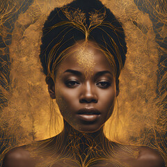 portrait of a woman with golden makeup, queen, advertising, artist, brilliance, dust, expensive, glamorous, glamour, glowing, gold